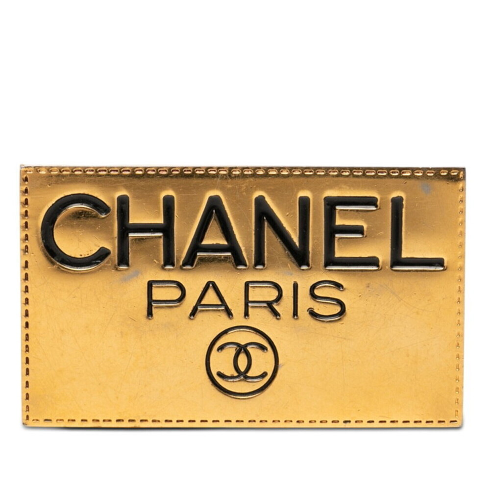 CHANEL Gold Logo Brooch